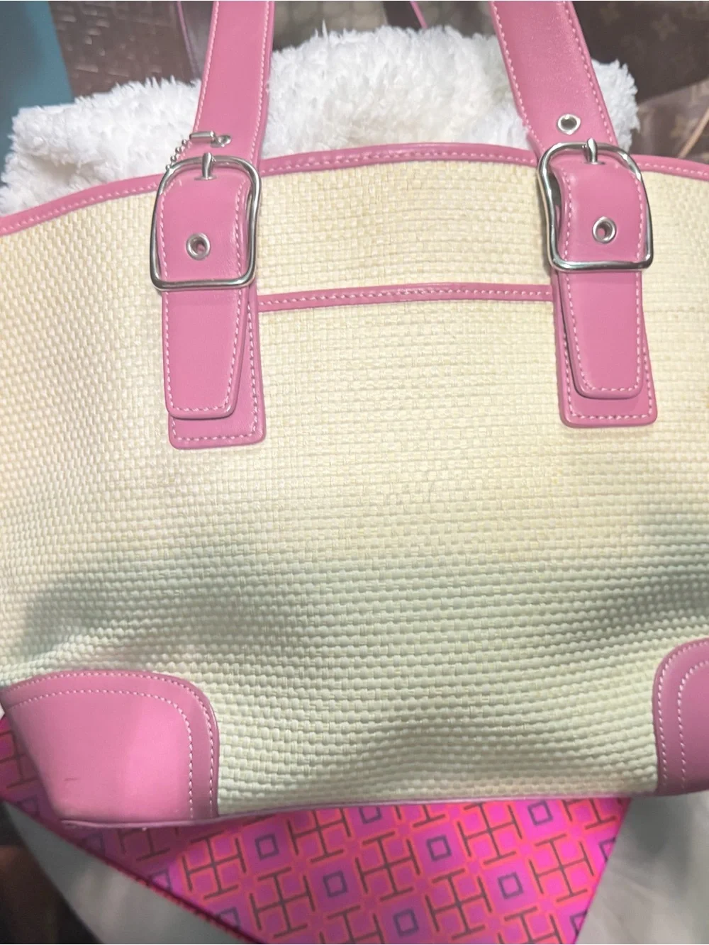 Coach Women's Pink & Cream Tote Bag - Stylish Everyday Carry